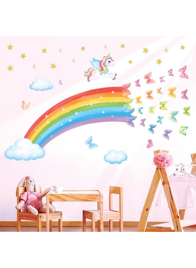 Sg2-2401 Rainbow Wall Decals Unicorn Butterflies Clouds Wall Stickers For Kids Baby Nursery Girls Bedroom Living Room Wall Decor Gifts Girls - pzsku/Z7AC06B783D1262205896Z/45/_/1735214629/c5e8b33b-32d2-4576-ae54-46febc743432