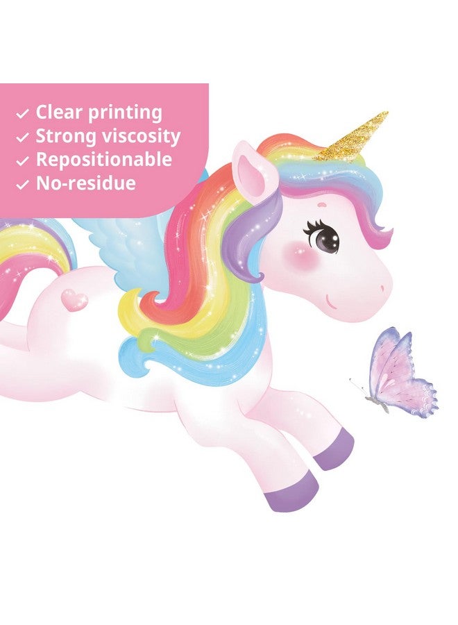Decowall Sg2-2401 Rainbow Wall Decals Unicorn Butterflies Clouds Wall Stickers For Kids Baby Nursery Girls Bedroom Living Room Wall Decor Gifts Girls - Image 4