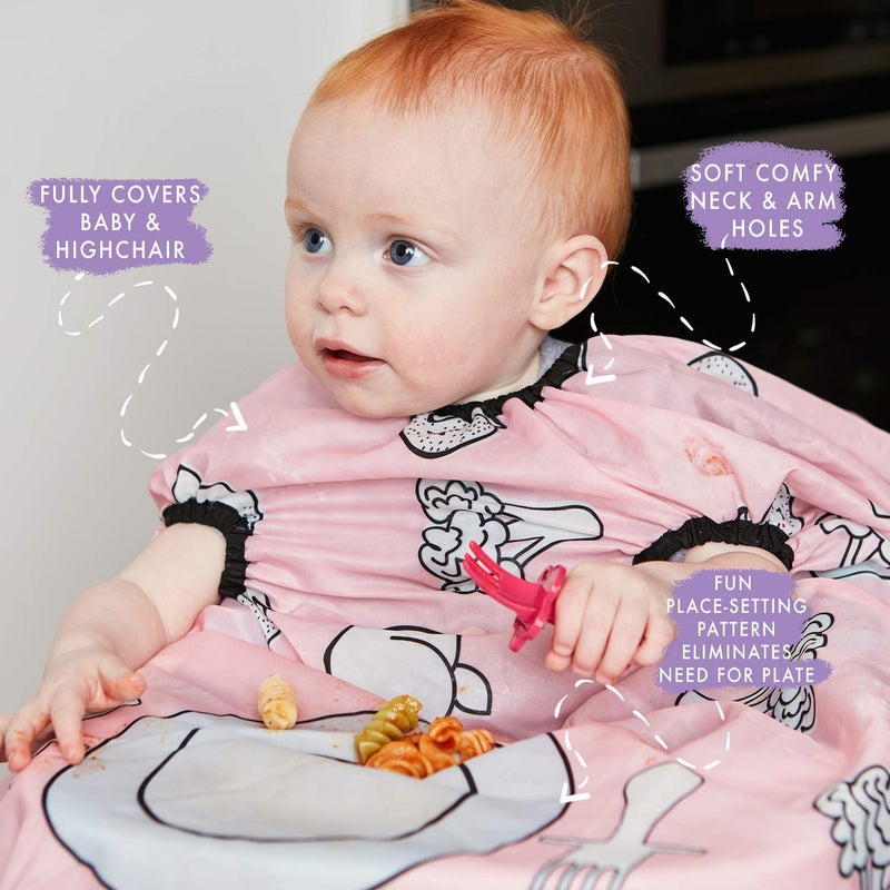 grabease Allover Waterproof Bib - Snack Time Simplified & Baby Eating Essentials - Full-Coverage Waterproof Bibs for Babies - Pink, One Size, Pack of 1 - Image 3