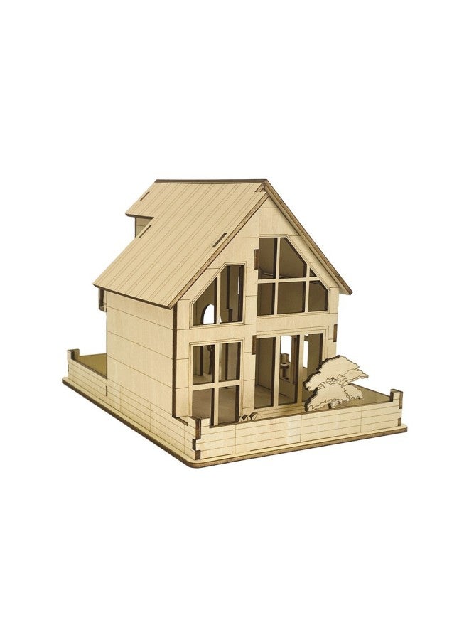 Building House Wooden Puzzle DIY Cabin Children's Educational Assembly Toys Handmade Material Bag-Color:Log Color + Pigment  - Image 5