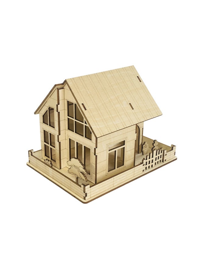Building House Wooden Puzzle DIY Cabin Children's Educational Assembly Toys Handmade Material Bag-Color:Log Color + Pigment  - Image 4