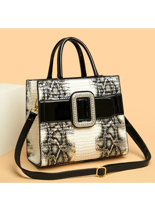 European And American Retro Fashion Design Crocodile Pattern Large Capacity Women's Bag 2023 New Belt Lock Portable Shoulder Bag 