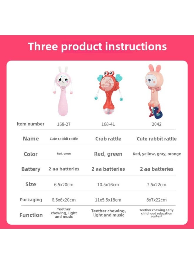 Newborn Baby Toy Music Rattle Baby Hand Rattle Rhythm Stick 0-1 Year Old Rattle Grip Comfort Wholesale-Color:168-27 Rattle Nordic Red - Image 4