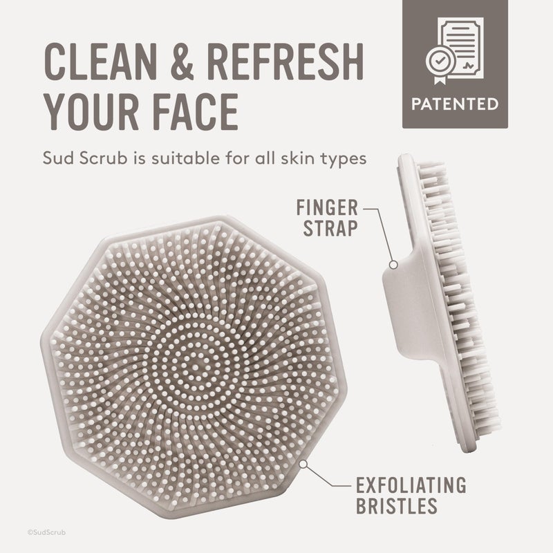 Sud ScrubÂ® Antimicrobial Silicone Face Scrubber, 1 Pack, Gentle Face Exfoliator for Sensitive Skin, Eco Friendly Facial Cleansing Brush, Exfoliating Face Brush for Men and Women (Clay) - Image 5