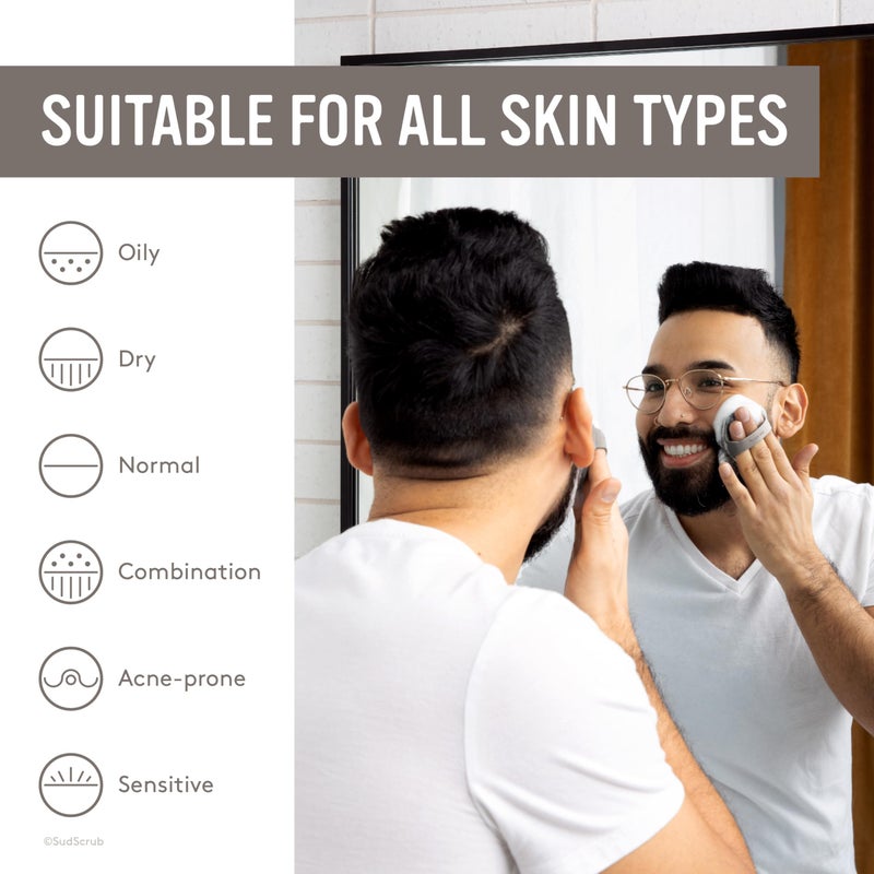Sud ScrubÂ® Antimicrobial Silicone Face Scrubber, 1 Pack, Gentle Face Exfoliator for Sensitive Skin, Eco Friendly Facial Cleansing Brush, Exfoliating Face Brush for Men and Women (Clay) - Image 4