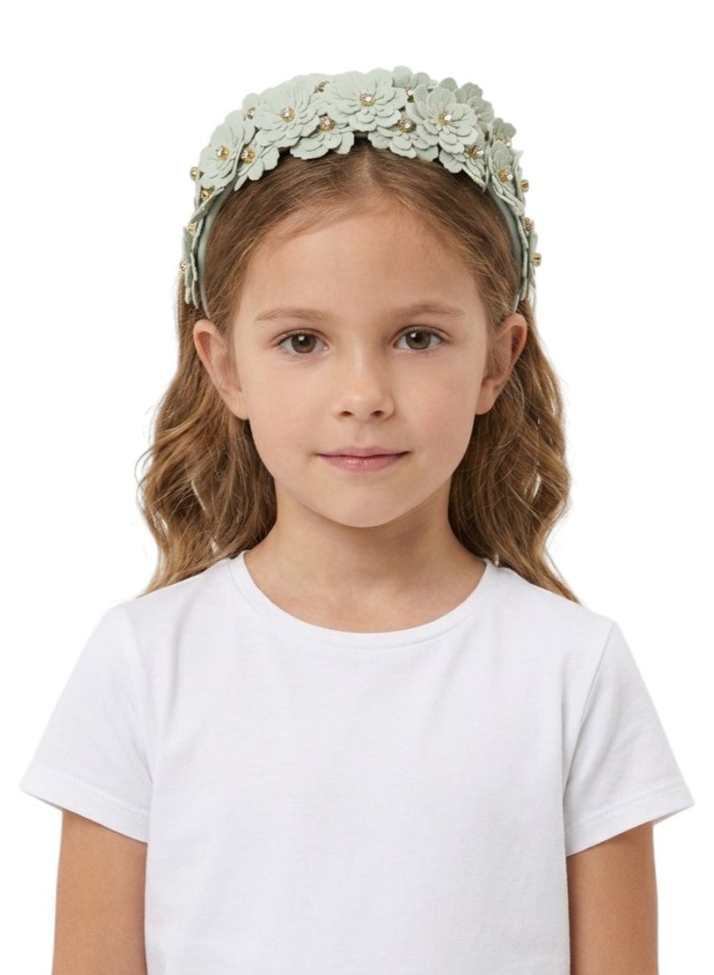 Bidani Floral Appliqué Headband - Sage Green - Image 1