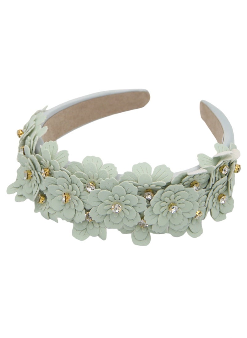 Bidani Floral Appliqué Headband - Sage Green - Image 2