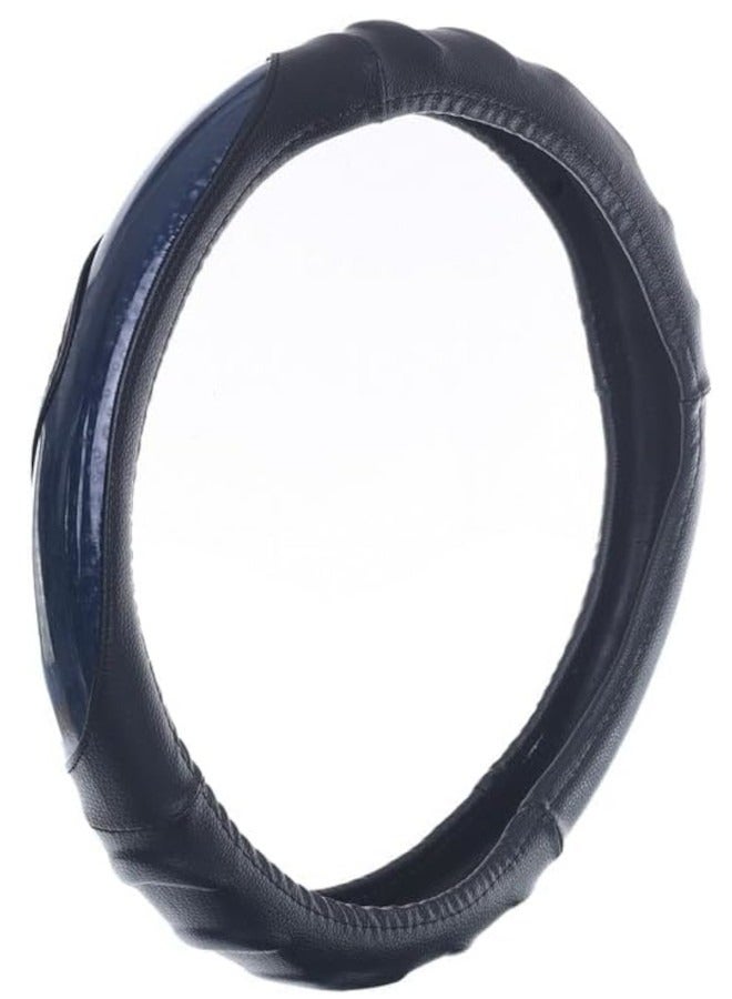 غطاء طارة دركسيون من الجلد والمطاط والالياف الكربونية - كحلي - Image 1