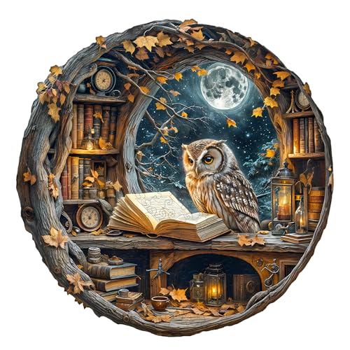 WOODBESTS Wooden Puzzles for Adults Moonlit Owl Wooden Jigsaw Puzzle Unique Animal Wood Puzzles Adult Xmas Puzzle Gifts for Puzzles Lovers200 Pcs M 114x114 - Image 1