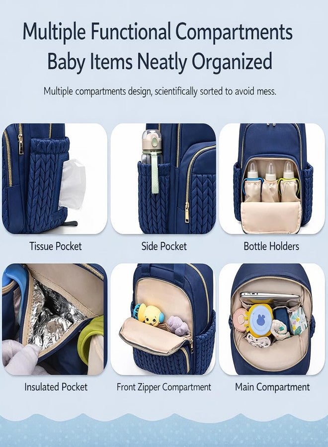 Winnies Diaper Backpack for Multi-Function Bag with Changing Pad, Insulated Bottle Holders Large Capacity diaper backpack for Travel Essentials, Moms, Dads New Born Babys (Blue) - Image 2