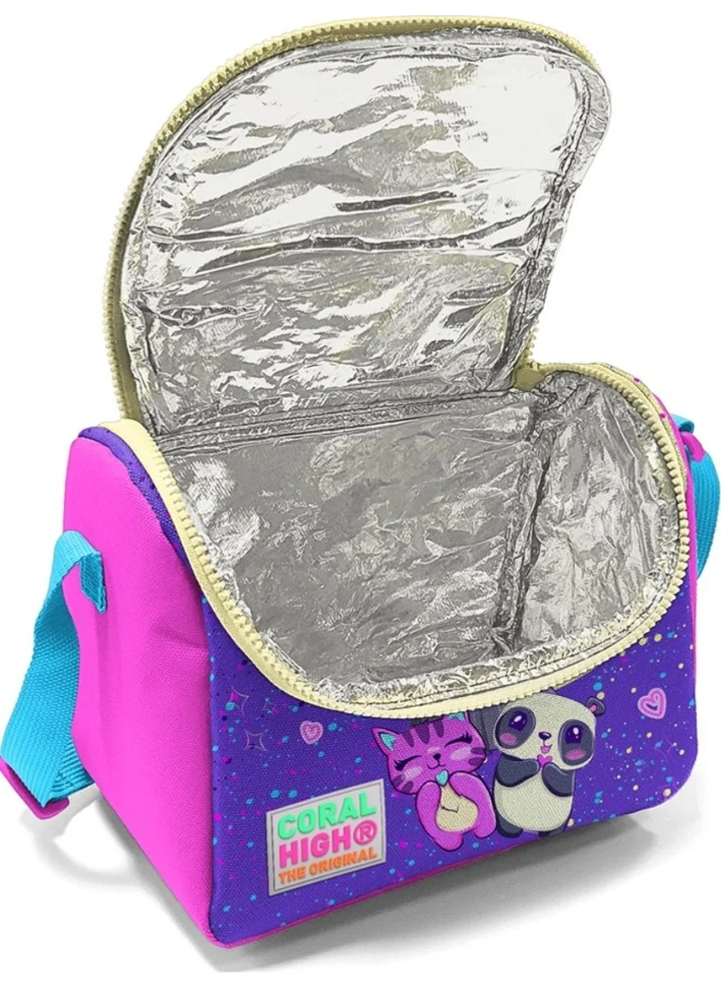 CORAL HIGH Pink Purple Anime Printed Girl's Insulated Lunch Bag