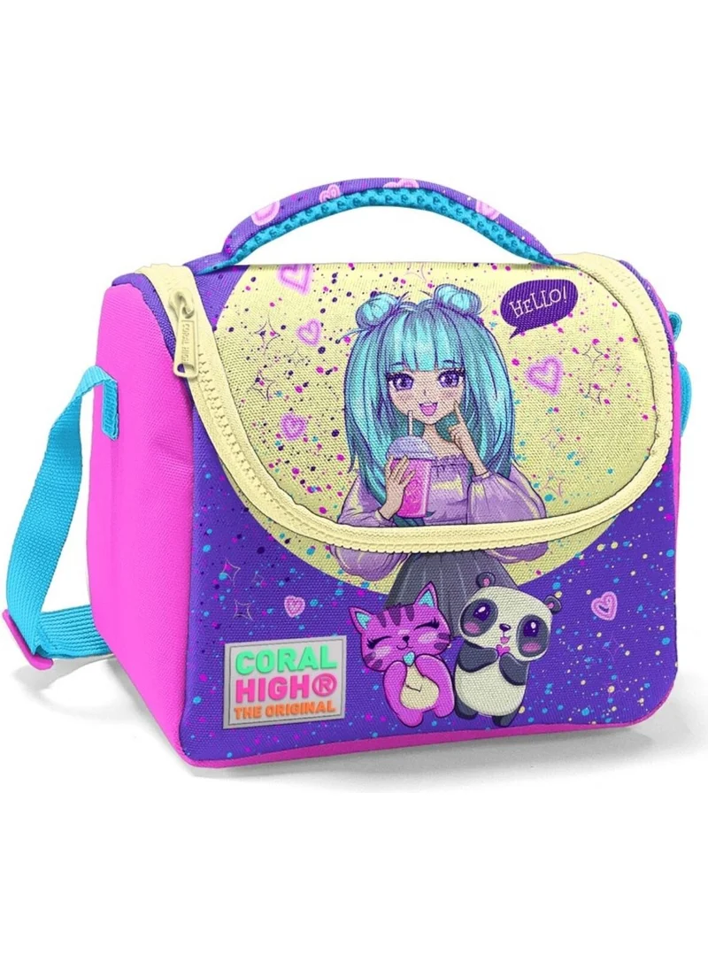 CORAL HIGH Pink Purple Anime Printed Girl's Insulated Lunch Bag