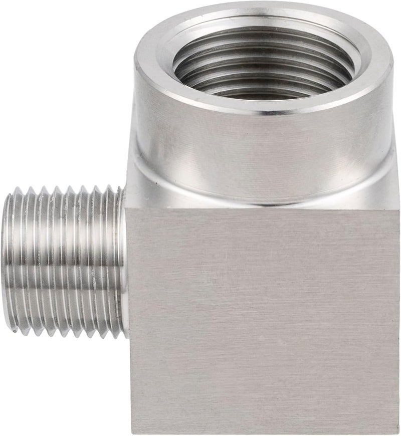 Yoebor Stainless Steel Reducer 90 Degree Barstock Street Elbow 1/2" NPT Female to 3/8" NPT Male Reducing 90-Degree Pipe Fitting 1pc - Image 1