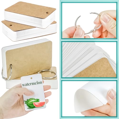 MotBach 300 Pcs Flash Cards 2x3 Inch Index Cards with Ring Lined Note Card Bood Flashcards, Mini Blank Flash Cards 2x3 White Card Pad Index Note Bood 2 x 3 Notecards for Studying School Supply College - Image 3