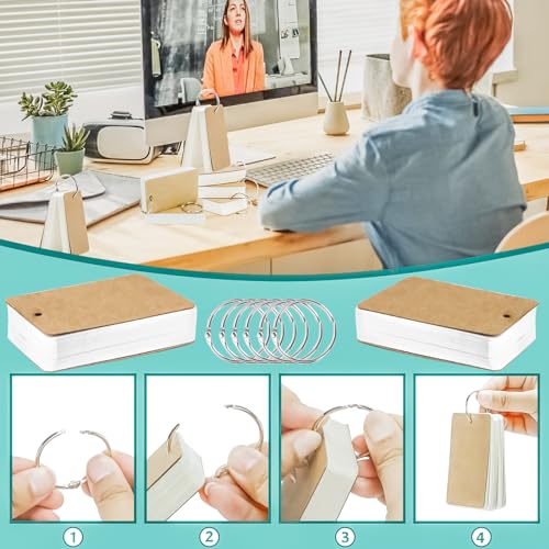 MotBach 300 Pcs Flash Cards 2x3 Inch Index Cards with Ring Lined Note Card Bood Flashcards, Mini Blank Flash Cards 2x3 White Card Pad Index Note Bood 2 x 3 Notecards for Studying School Supply College - Image 4