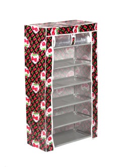 GTC GTC® Light Weight Foldable Shoe Shelves Storage Organizer for Home and Office (6 Layer) (Black Red Cherry)  - Image 1