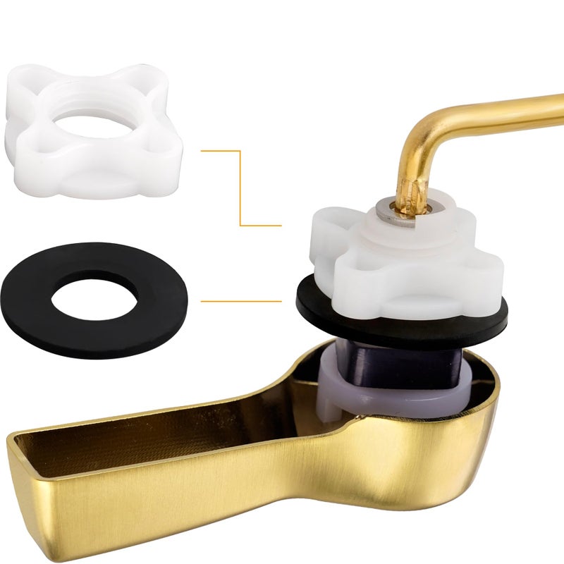 Hibbent Universal Metal Front Mount Toilet Handle Replacement Kit, Brass Toilet Flush Tank Lever with Stainless Steel Flapper Chains for Most Toilets, Brushed Gold Finish - Image 4