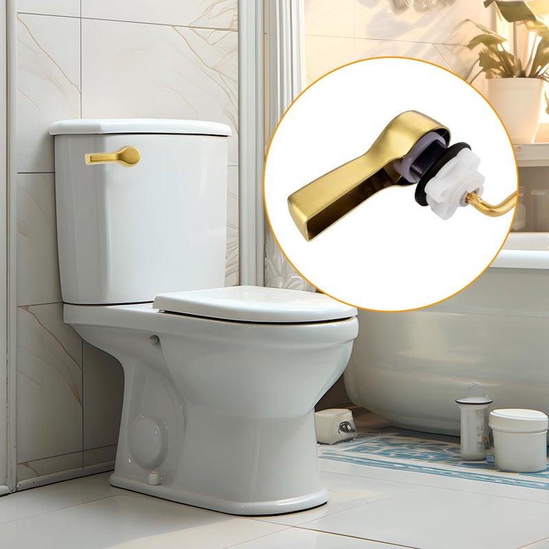 Hibbent Universal Metal Front Mount Toilet Handle Replacement Kit, Brass Toilet Flush Tank Lever with Stainless Steel Flapper Chains for Most Toilets, Brushed Gold Finish - Image 5