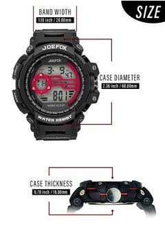JoeFox Men's Watch Waterproof Outdoor Sports Watch Digital  Wrist Watch Large Face Dual Dial Time and Stopwatch Alarm LED Wristwatch Big Wrist for Men with Alarm  - Image 2