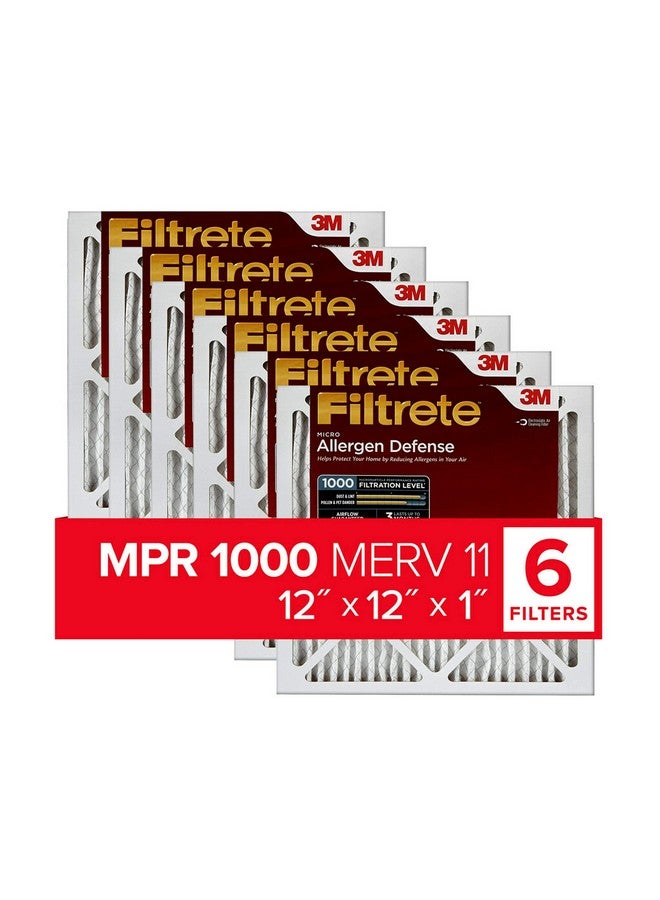 FILTRETE Filtrete 12x12x1 AC Furnace Air Filter, MERV 11, MPR 1000, Micro Allergen Defense, 3-Month Pleated 1-Inch Electrostatic Air Cleaning Filter, 6 Pack (Actual Size 11.81x11.81x0.81 in) 