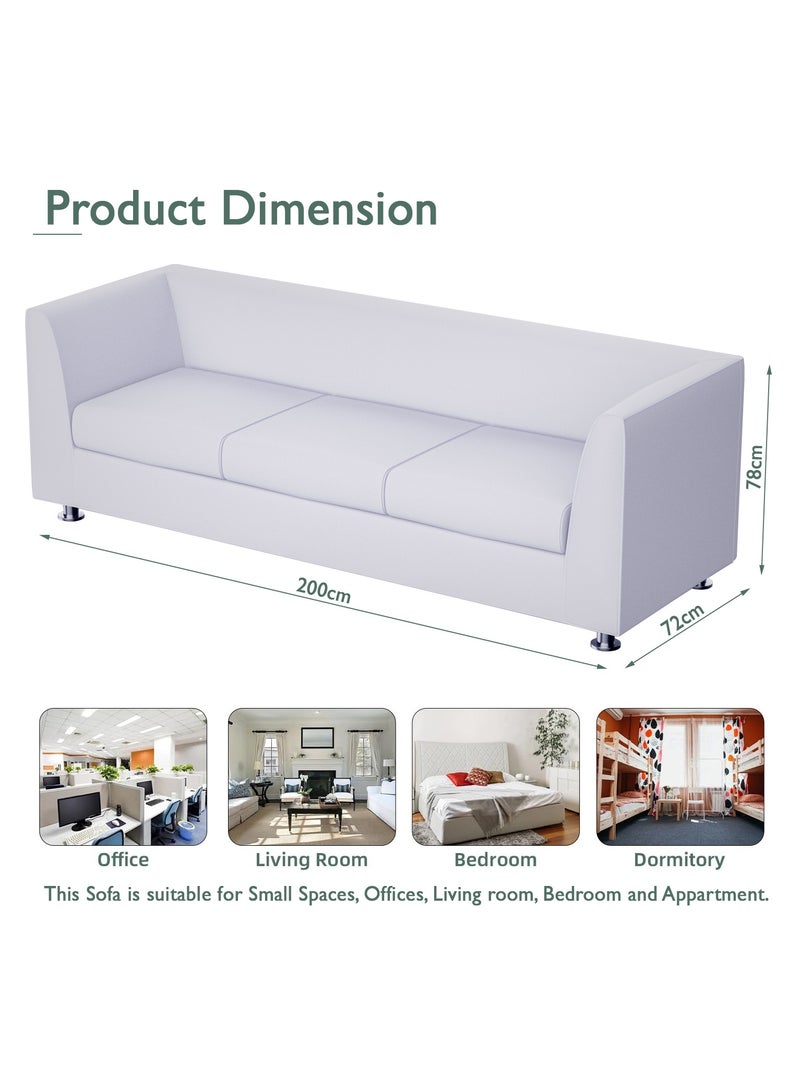 Mahmayi 679 Three Seater PU Sofa - White - Image 3