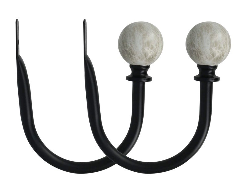 MERIVILLE Set of 2 Decorative Spanish White Marble Ball End Window Curtain Holdbacks for Draperies Royal Gold
