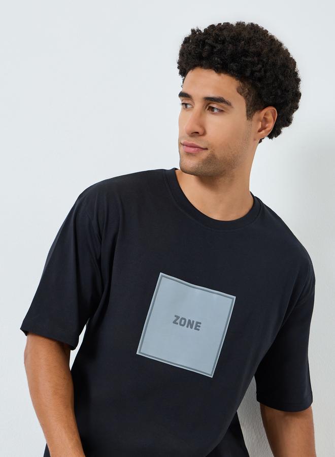 Styli Men Black Graphic Print Oversized T-Shirt - Image 5