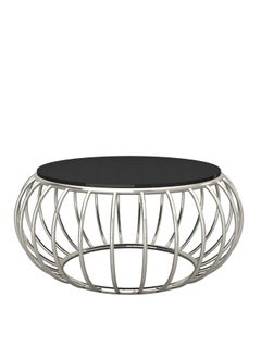 RIGID Stainless Steel Round Coffee Table with Glass Top  45x140x140cm  - Image 2