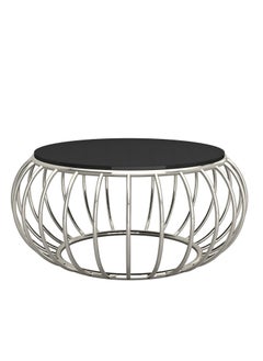 RIGID Stainless Steel Round Coffee Table with Glass Top  45x140x140cm  - Image 3