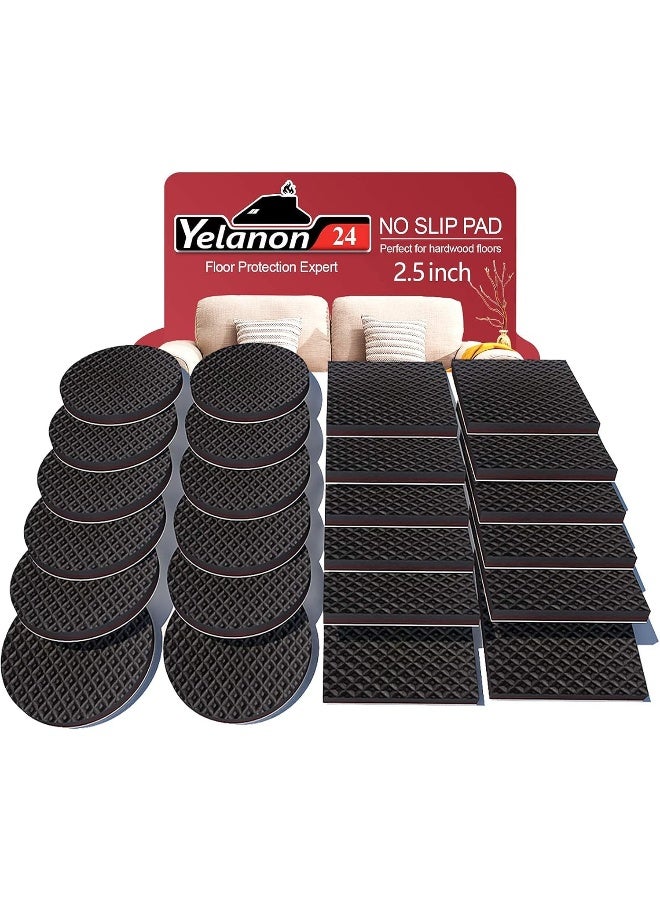 Non Slip Furniture Pads - 24 pcs 2.5’’ Furniture Grippers, Non Skid for Furniture Legs, Self Adhesive Rubber Feet Furniture Feet, Anti Slide Furniture Hardwood Floor Protector for Keep Couch Stoppers  - Image 1