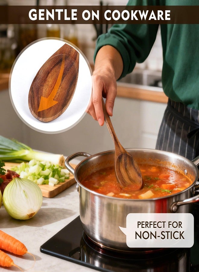 MemoGem 4Pcs Wooden Spatula for Cooking, Acacia Wooden Spatula for Kitchen Use, Nonstick Cookware Safe Utensils Set for Cooking, Mixing, Serving, Draining, Ideal Cooking Utensils Gift - Image 4