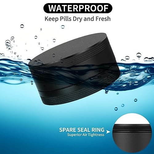 SOBAHIDO Portable Pill Case Pill Box Daily - Waterproof Single Metal Pill Organizer for Pocket Purse, Aluminium Alloy Round Daily Medicine Container to Hold Vitamins, Fish Oil Medium Size - Image 4