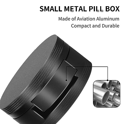 SOBAHIDO Portable Pill Case Pill Box Daily - Waterproof Single Metal Pill Organizer for Pocket Purse, Aluminium Alloy Round Daily Medicine Container to Hold Vitamins, Fish Oil Medium Size - Image 5
