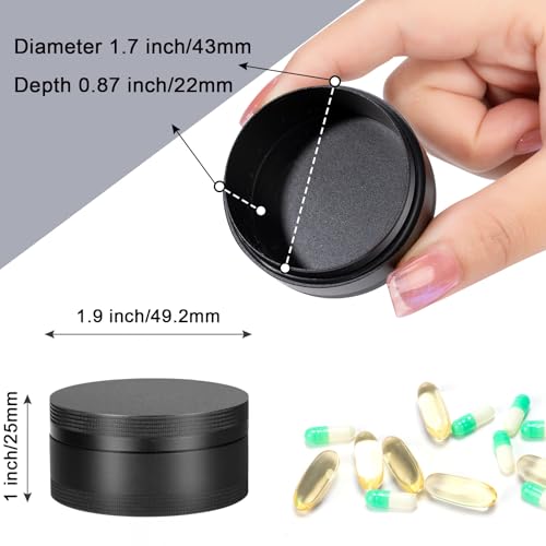 SOBAHIDO Portable Pill Case Pill Box Daily - Waterproof Single Metal Pill Organizer for Pocket Purse, Aluminium Alloy Round Daily Medicine Container to Hold Vitamins, Fish Oil Medium Size - Image 2