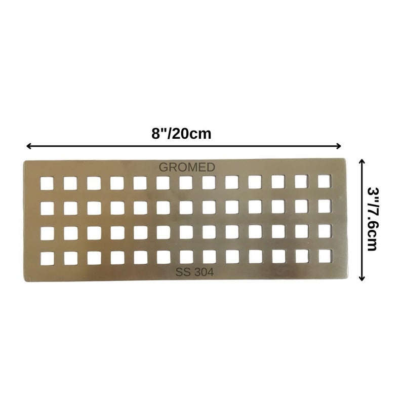 Gromed Rectangle Floor Drainer/Drain Floor Trap Jaali & Terrace, Porch, Bathroom - SS304 Rust Proof Heavy Duty, 1.2mm/18G Thick, Size: 8"x3" inch - Pack of 2 - Image 3