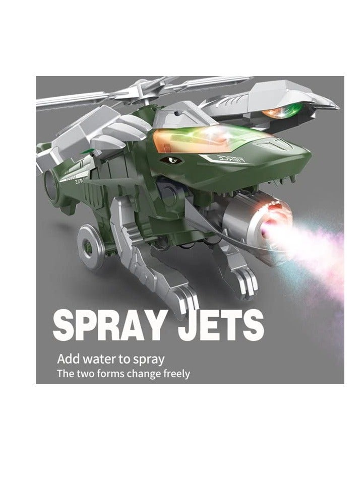 general 2 in 1 Transforming Dinosaur Helicopter with Lights Sounds and Mist Spray Deformed Car Toy Automatic Dinosaur Dino Transformer Toy Gifts for 3+ Year Old Boys and Girls and Kids - Image 2