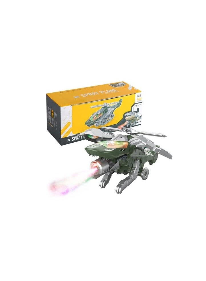 general 2 in 1 Transforming Dinosaur Helicopter with Lights Sounds and Mist Spray Deformed Car Toy Automatic Dinosaur Dino Transformer Toy Gifts for 3+ Year Old Boys and Girls and Kids - Image 1