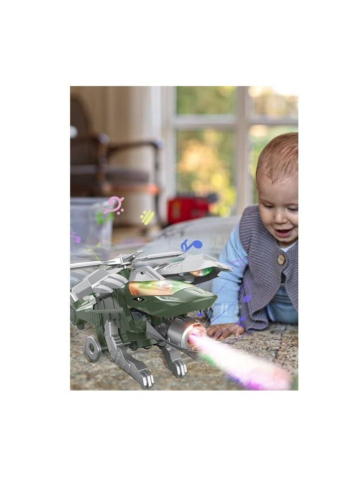 general 2 in 1 Transforming Dinosaur Helicopter with Lights Sounds and Mist Spray Deformed Car Toy Automatic Dinosaur Dino Transformer Toy Gifts for 3+ Year Old Boys and Girls and Kids - Image 5