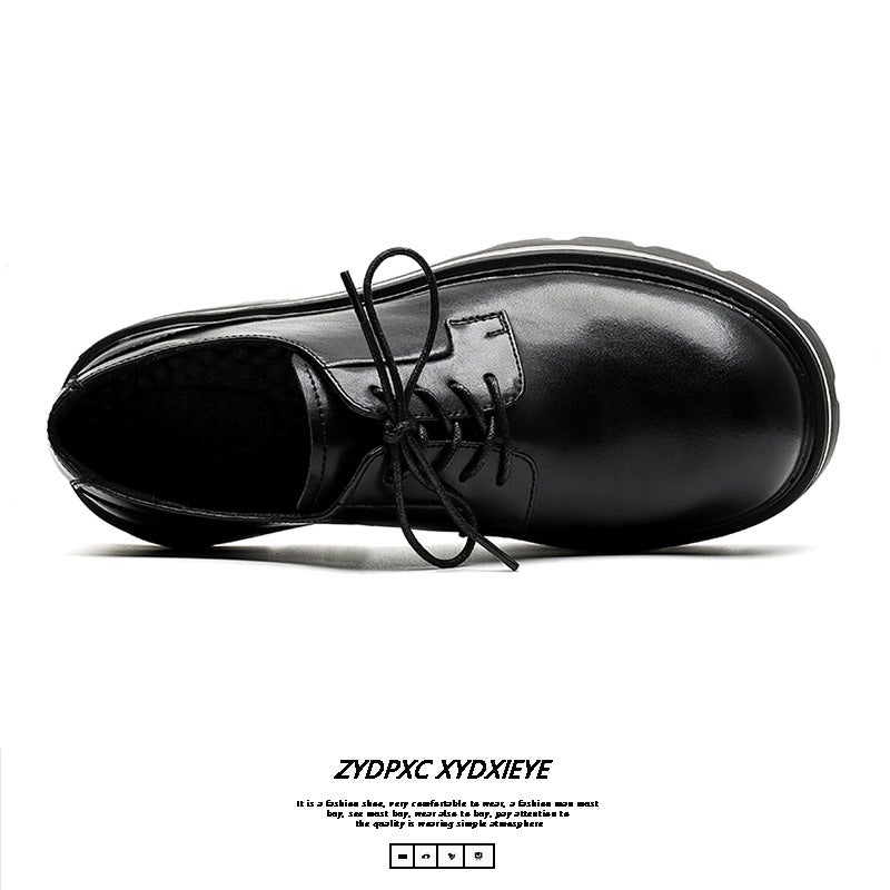 Platform Derby Shoes Men'S British Style High-Grade Big Head Commuter Black Boys Trendy Leather Shoes 8133-E - Image 5