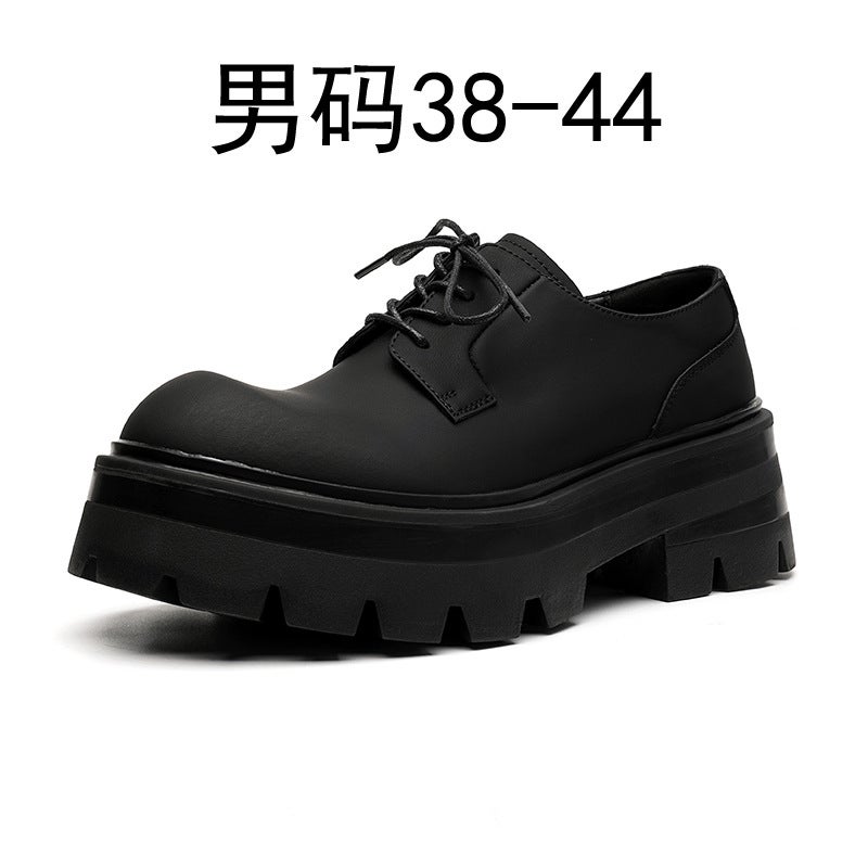 Platform Derby Shoes Men'S British Style High-Grade Big Head Commuter Black Boys Trendy Leather Shoes 8133-E - Image 1