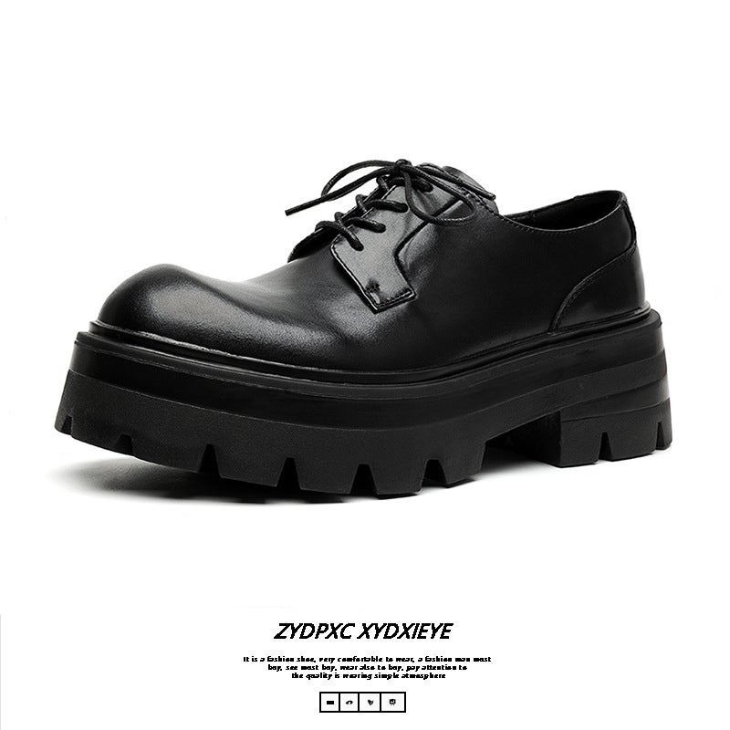 Platform Derby Shoes Men'S British Style High-Grade Big Head Commuter Black Boys Trendy Leather Shoes 8133-E - Image 3