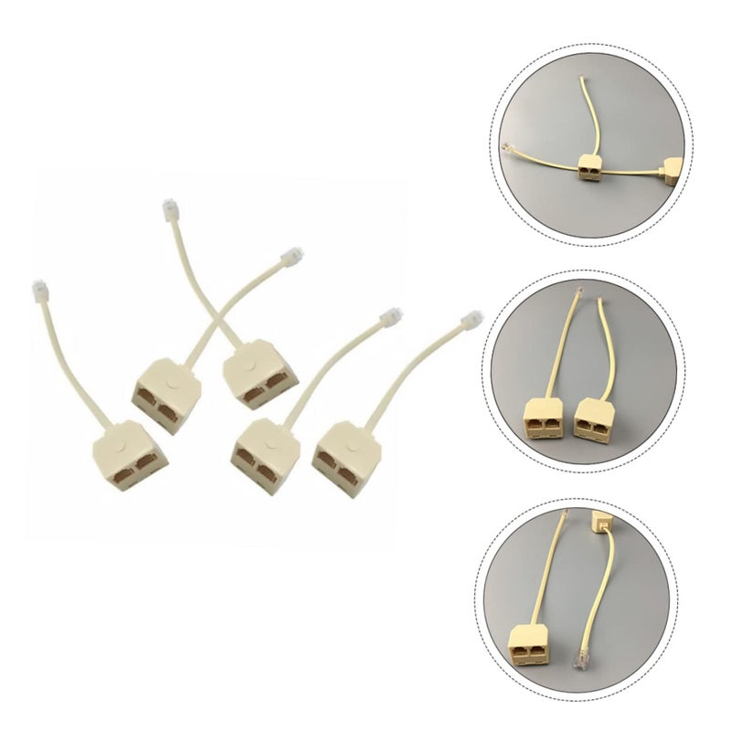 5Pcs White Telephone Line Wall Socket Splitter Adapter for Landline Fax Answering Machine - Image 5