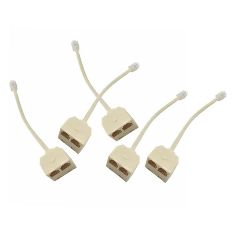 5Pcs White Telephone Line Wall Socket Splitter Adapter for Landline Fax Answering Machine - Image 2