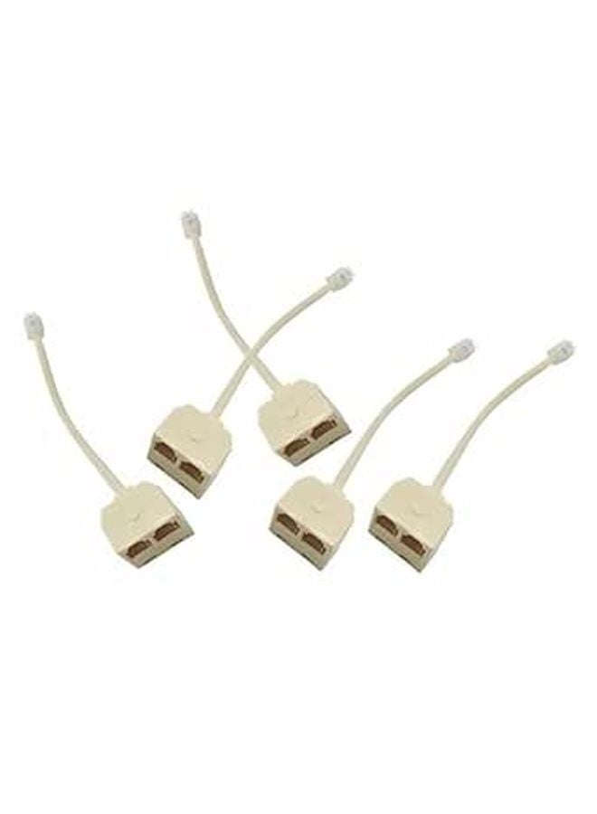 5Pcs White Telephone Line Wall Socket Splitter Adapter for Landline Fax Answering Machine - Image 1