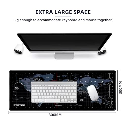 STRIFF World Map Extended Size (800 mm x 300 mm x 2 mm) Gaming Mouse Pad| Desk Mat | Stitched Edges| Non-Slip Rubber Base|Computer Laptop|Keyboard Mouse Pad for Office & Home (World Map) - Image 3