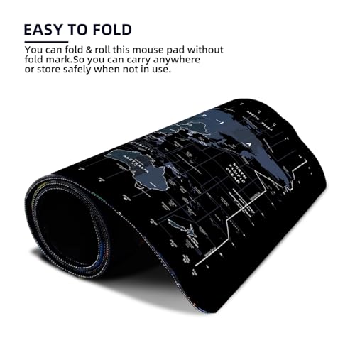 STRIFF World Map Extended Size (800 mm x 300 mm x 2 mm) Gaming Mouse Pad| Desk Mat | Stitched Edges| Non-Slip Rubber Base|Computer Laptop|Keyboard Mouse Pad for Office & Home (World Map) - Image 4