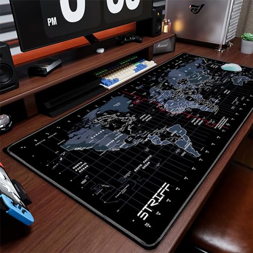 STRIFF World Map Extended Size (800 mm x 300 mm x 2 mm) Gaming Mouse Pad| Desk Mat | Stitched Edges| Non-Slip Rubber Base|Computer Laptop|Keyboard Mouse Pad for Office & Home (World Map) - Image 2