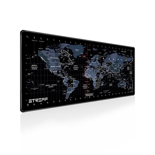 STRIFF World Map Extended Size (800 mm x 300 mm x 2 mm) Gaming Mouse Pad| Desk Mat | Stitched Edges| Non-Slip Rubber Base|Computer Laptop|Keyboard Mouse Pad for Office & Home (World Map) - Image 1
