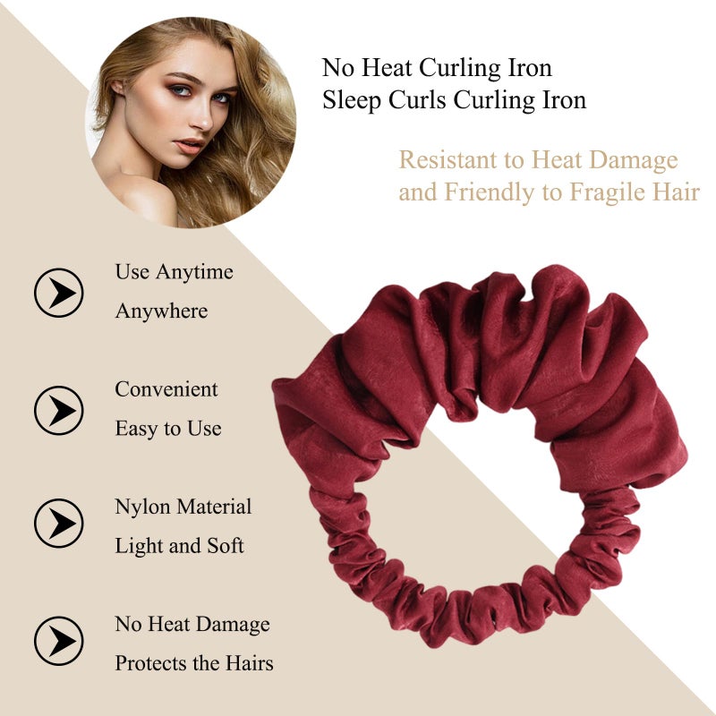 Foaryoer Heatless Curlers to Sleep In, No Heat Curling Wrap for Long Hair Overnight (Red) - Image 3