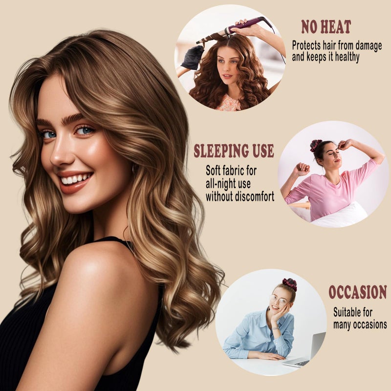 Foaryoer Heatless Curlers to Sleep In, No Heat Curling Wrap for Long Hair Overnight (Red) - Image 2